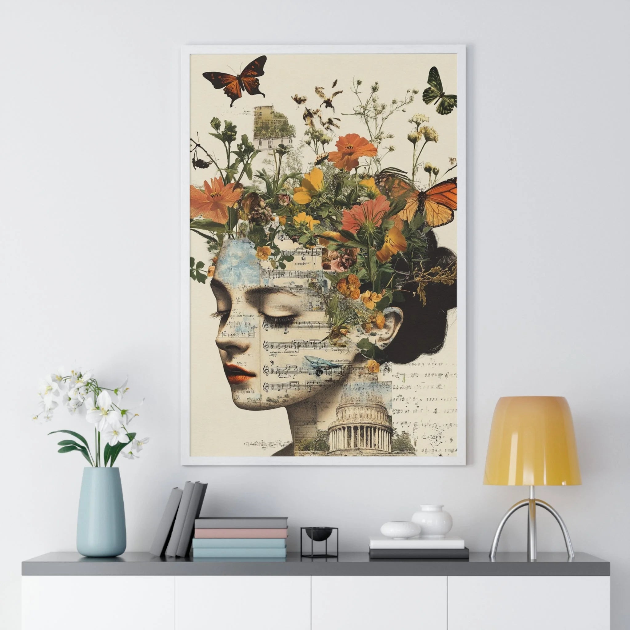 Buy The Best framed floral portrait woman’s face By Artsulli x Color Printify - Retro Blooming Framed Art Print - 2025