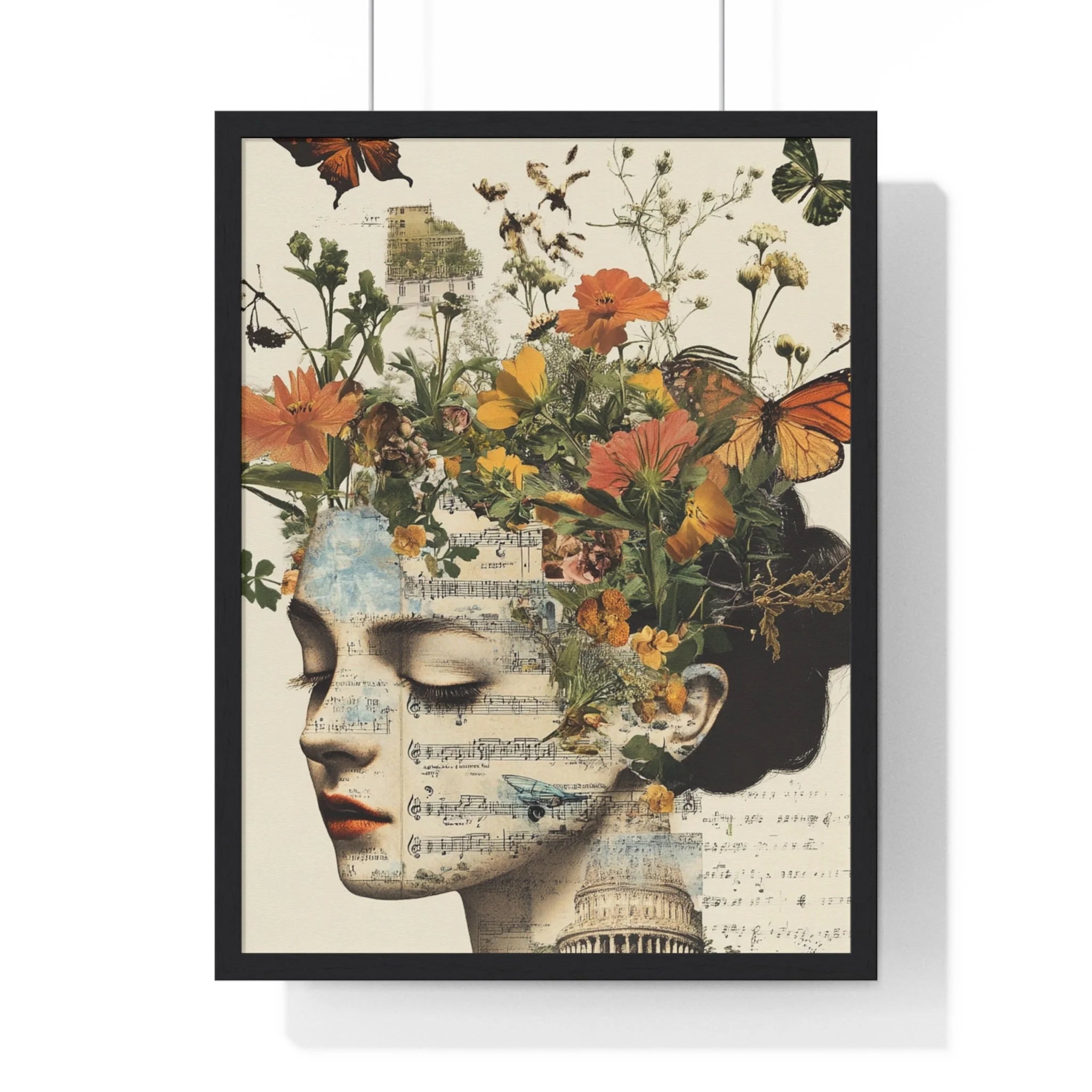 Buy The Best floral portrait wall art black By Artsulli x Color Printify - Retro Blooming Framed Art Print - 2025