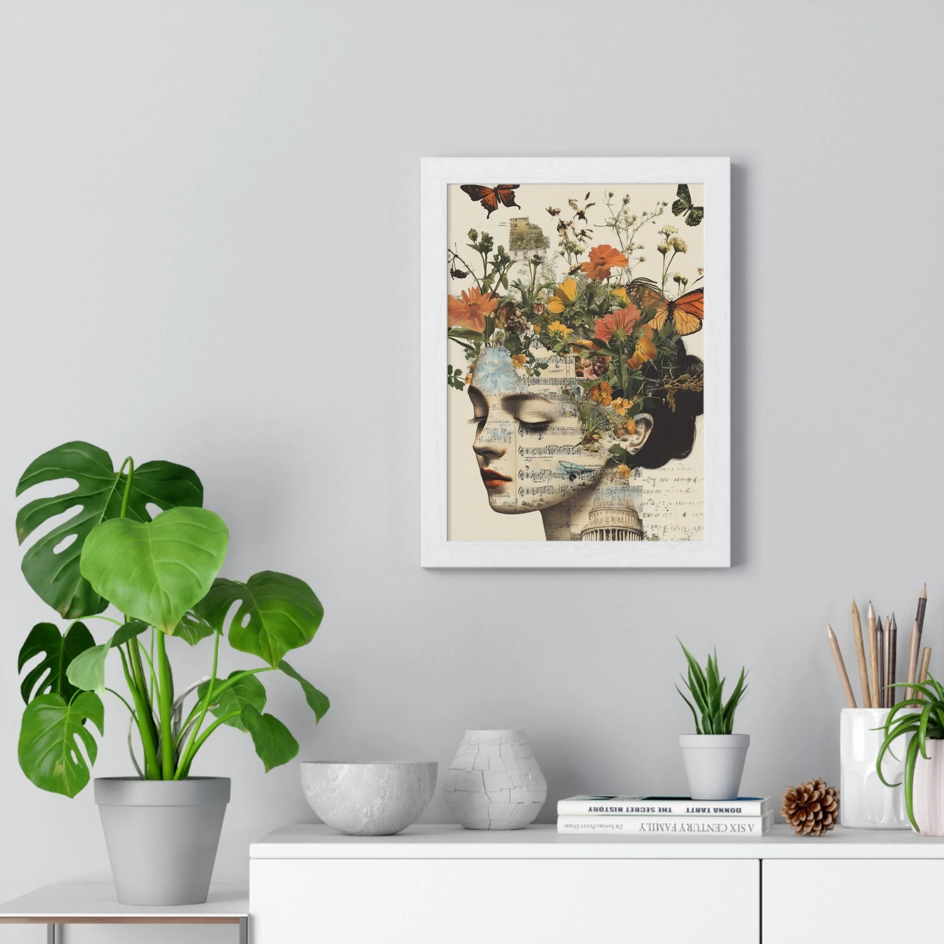 Buy The Best white framed botanical portrait woman’s By Artsulli x Color Printify - Retro Blooming Framed Art Print - 2025