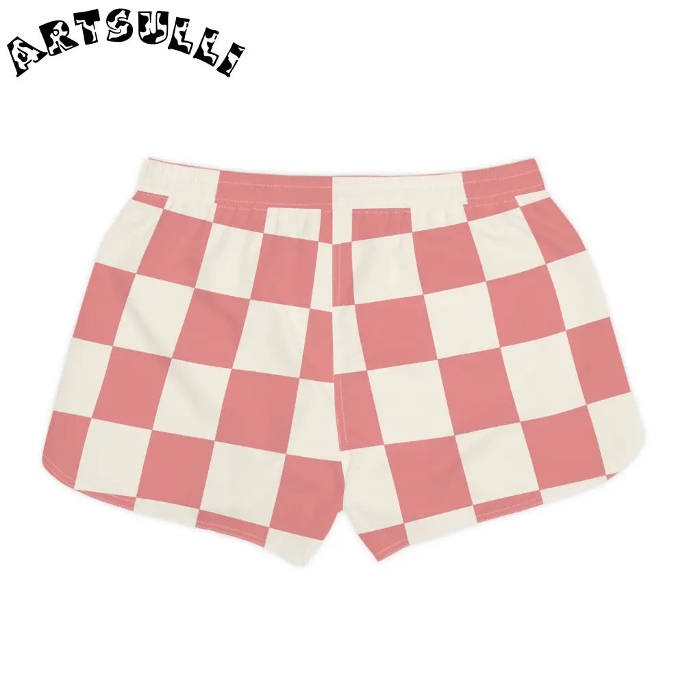 Retro Checkered Grassland Pink Shorts, Artsulli - Art is Long, Life is Short, All Over Prints, , , , , , , 
