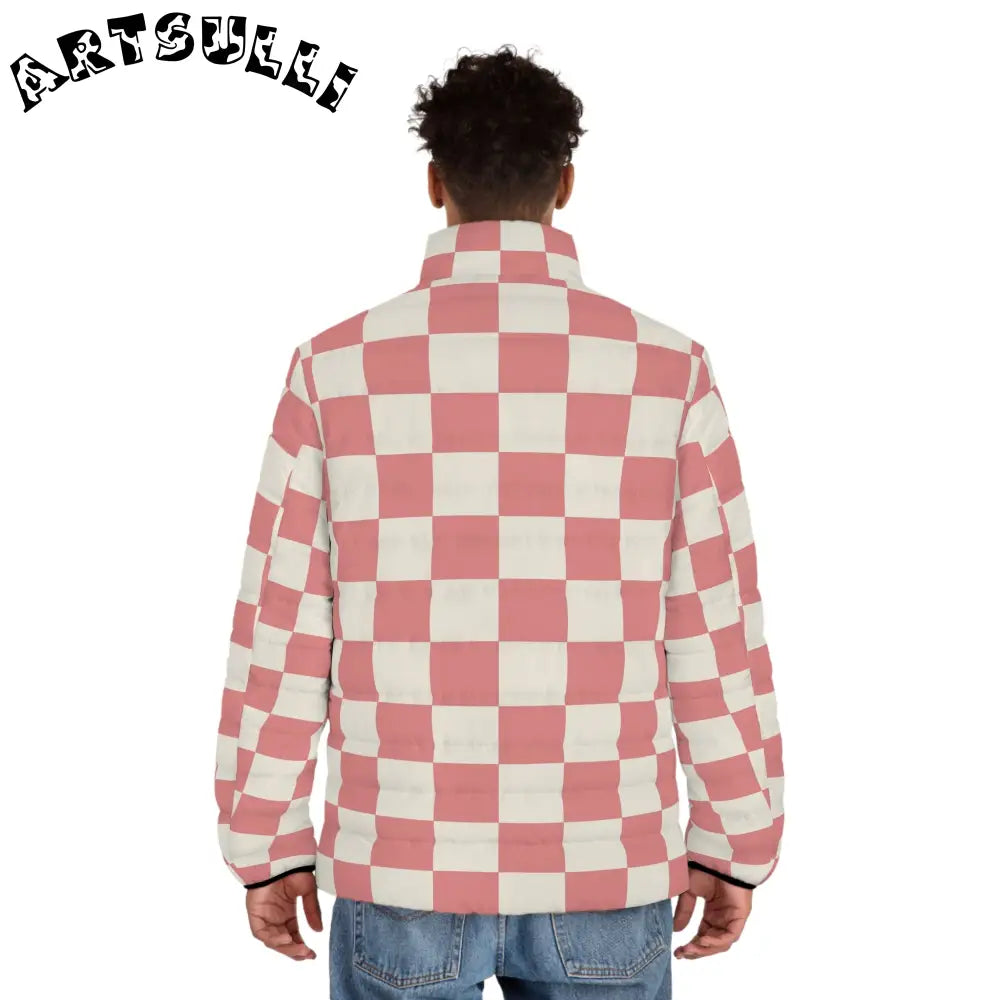 Retro Checkered Grassland Puffer Jacket, Artsulli - Art is Long, Life is Short, All Over Prints, , , , , , , 