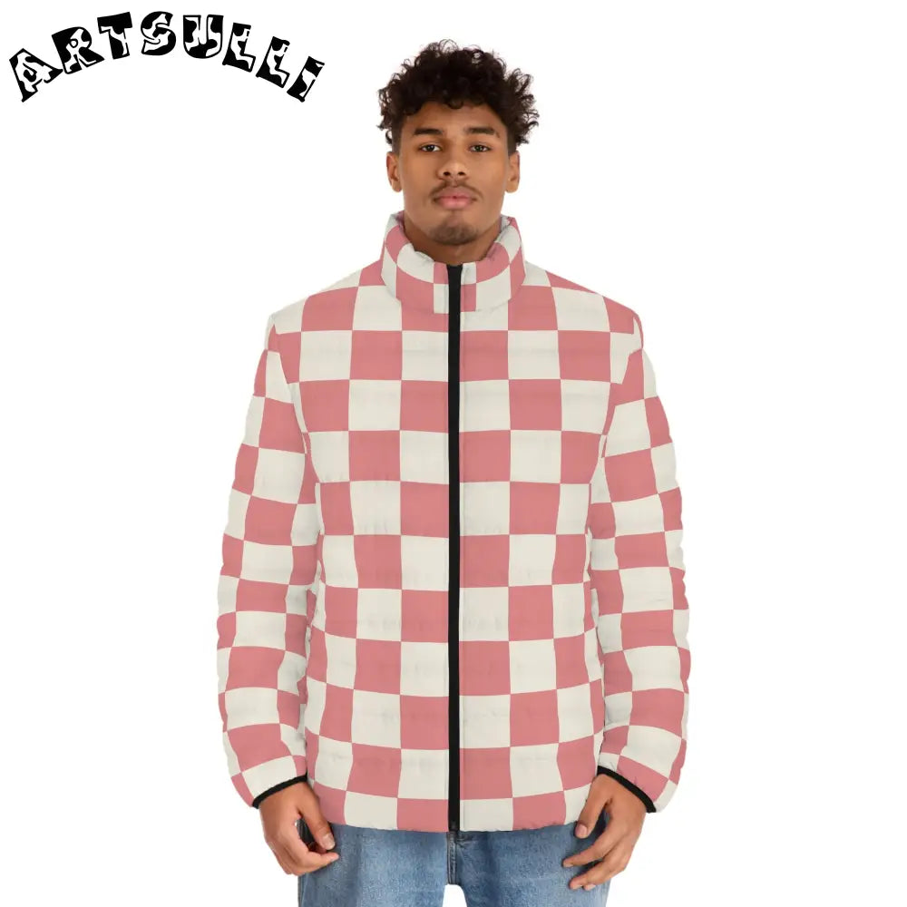 Retro Checkered Grassland Puffer Jacket, Artsulli - Art is Long, Life is Short, All Over Prints, , , , , , , 
