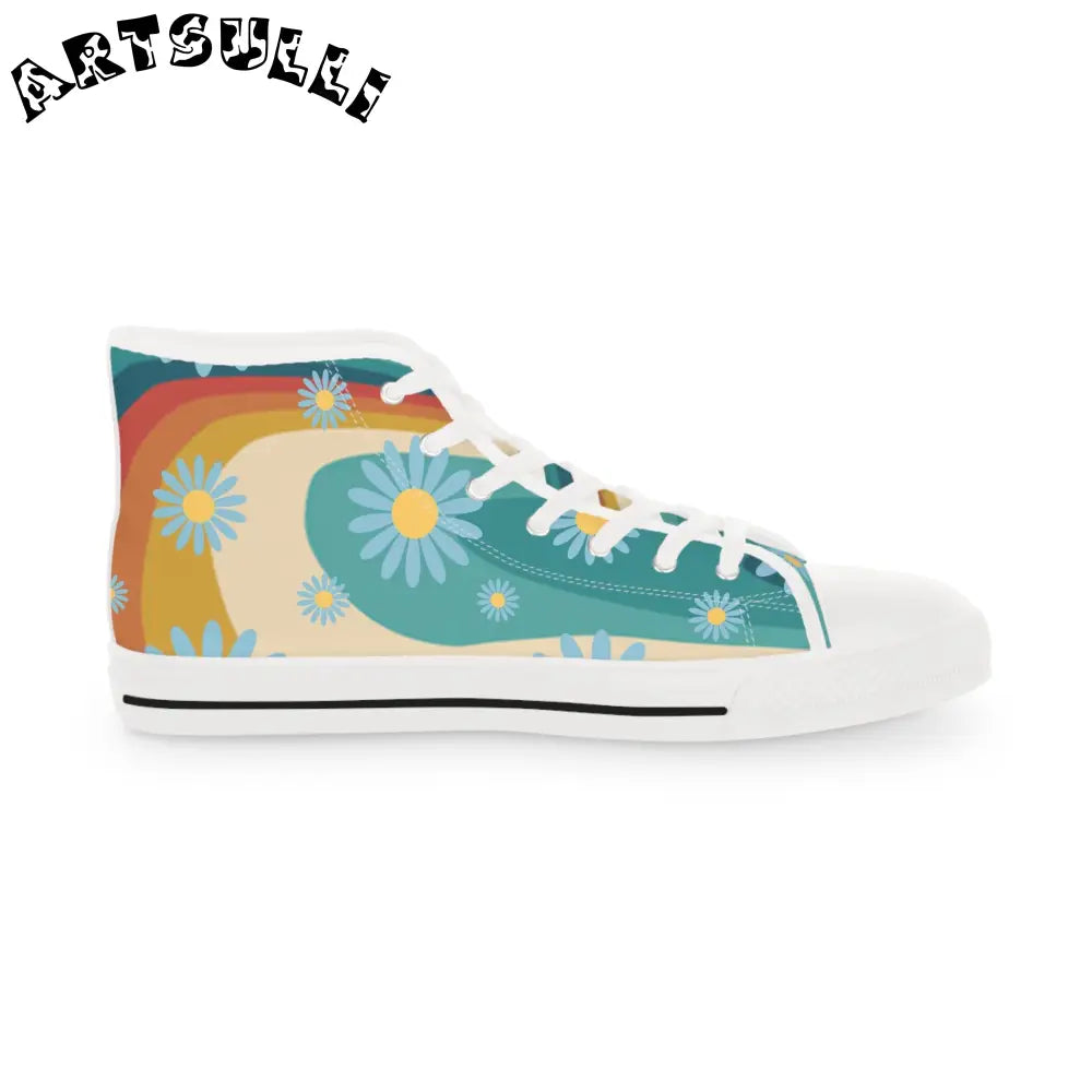 Retro Floral Breathable Polyester Canvas High Top Sneakers, Artsulli - Art is Long, Life is Short, Shoes, , , , , , , 