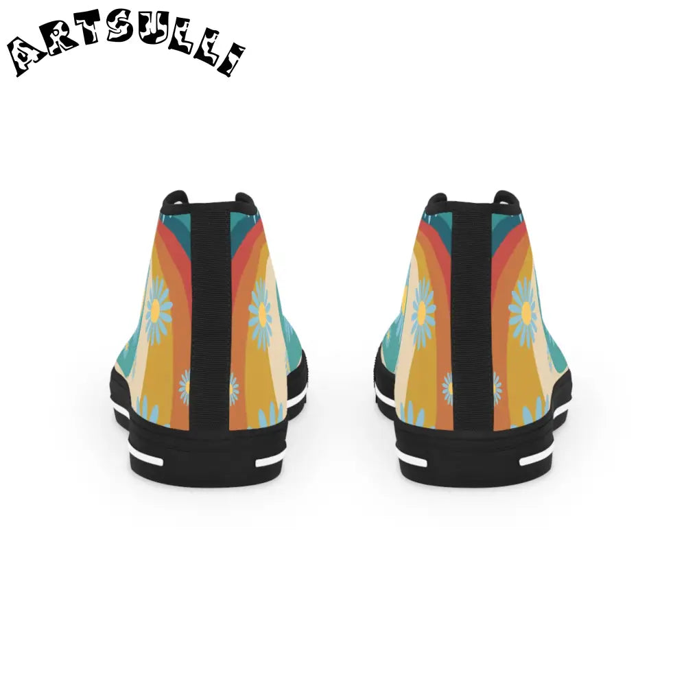 Retro Floral Breathable Polyester Canvas High Top Sneakers, Artsulli - Art is Long, Life is Short, Shoes, , , , , , , 