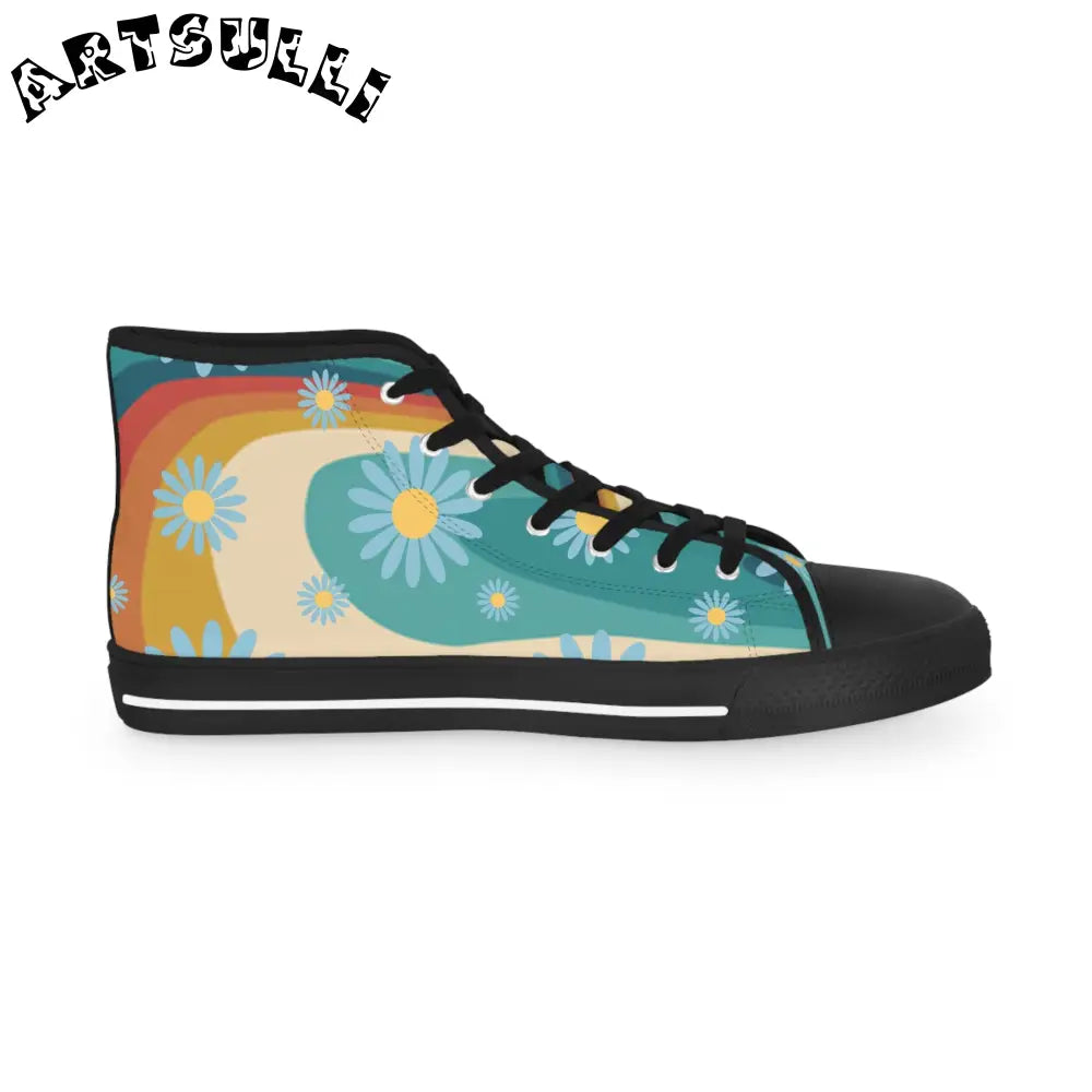 Retro Floral Breathable Polyester Canvas High Top Sneakers, Artsulli - Art is Long, Life is Short, Shoes, , , , , , , 