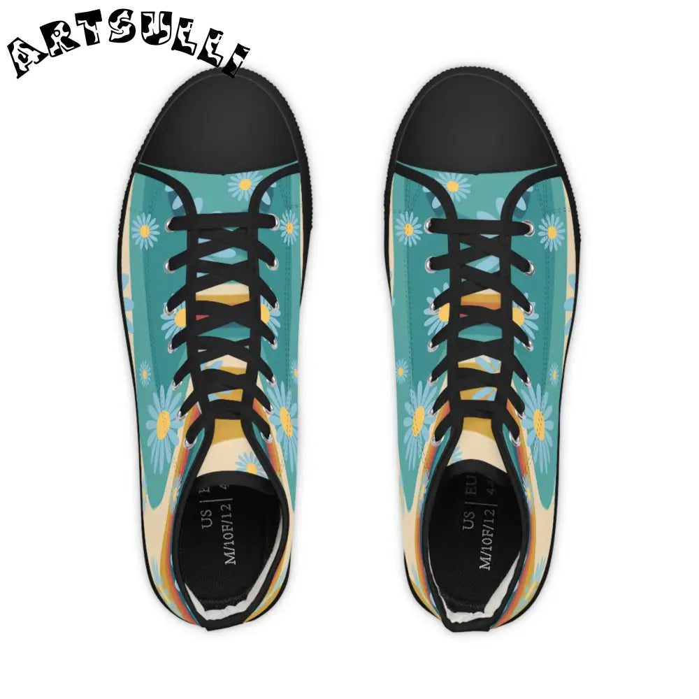 Retro Floral Breathable Polyester Canvas High Top Sneakers, Artsulli - Art is Long, Life is Short, Shoes, , , , , , , 