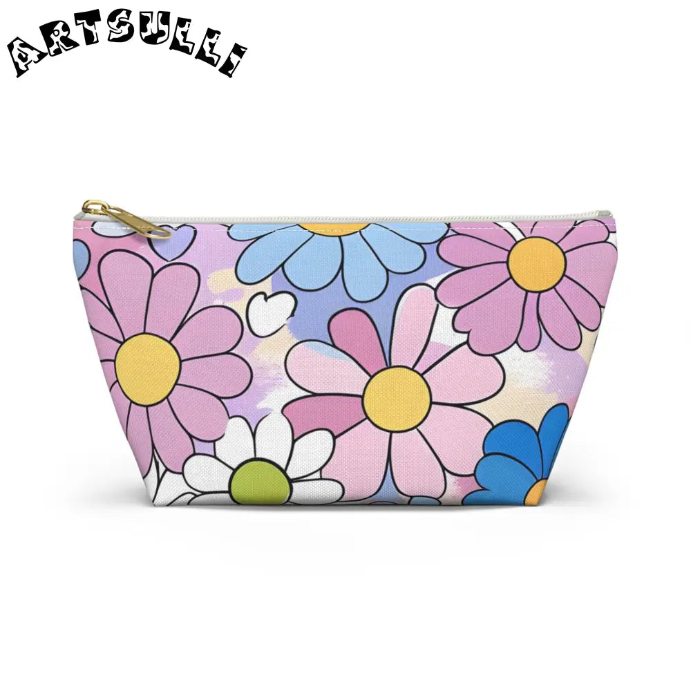Retro Floral T-Bottom Pouch, Artsulli - Art is Long, Life is Short, Bags, Size, Small, Color, White zipper, , , 51733632770956