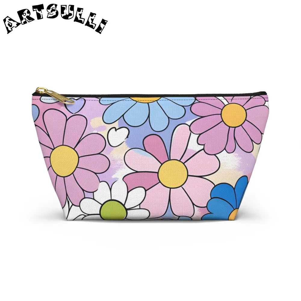 Retro Floral T-Bottom Pouch, Artsulli - Art is Long, Life is Short, Bags, Size, Small, Color, Black zipper, , , 51740940690978