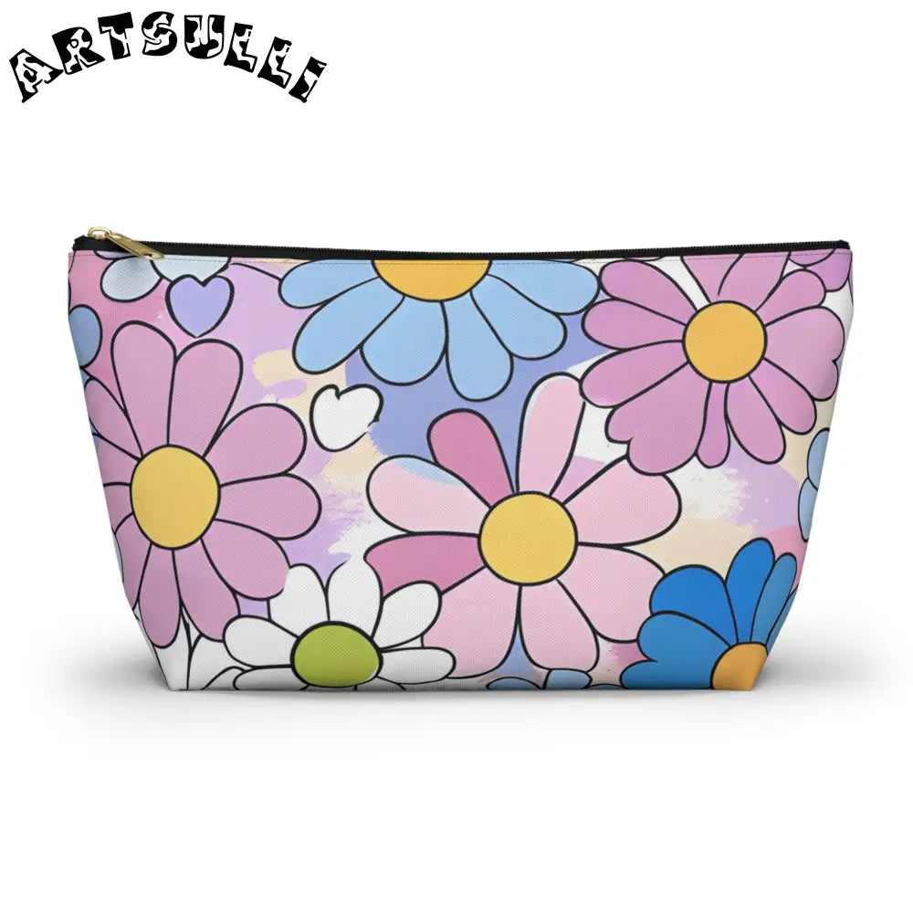 Retro Floral T-Bottom Pouch, Artsulli - Art is Long, Life is Short, Bags, Size, Large, Color, Black zipper, , , 51725523853903