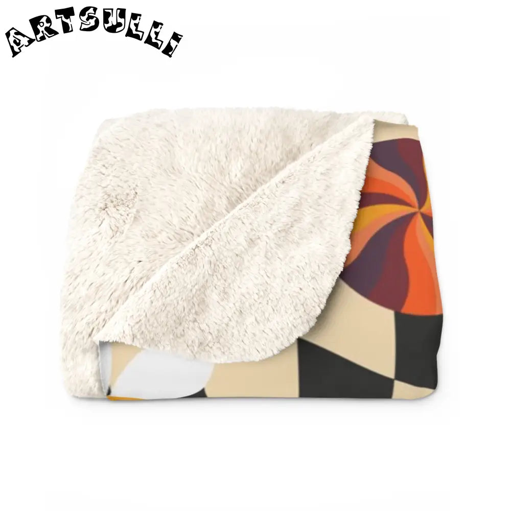 Retro Smiley Checkerboard Sherpa Fleece Blanket, Artsulli - Art is Long, Life is Short, Home Decor, , , , , , , 