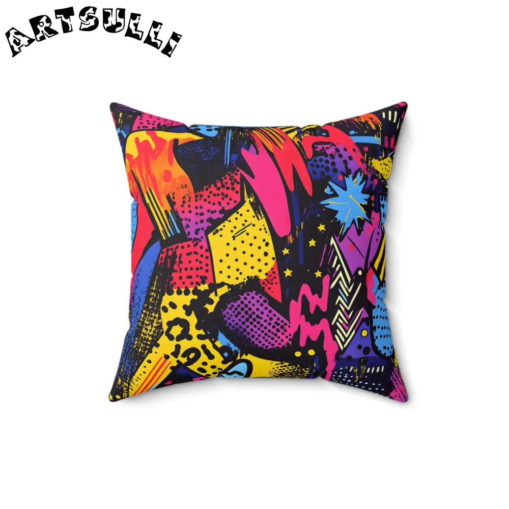 Riot 80s Graffiti Abstract Throw Pillow, Artsulli - Art is Long, Life is Short, Home Decor, , , , , , , 