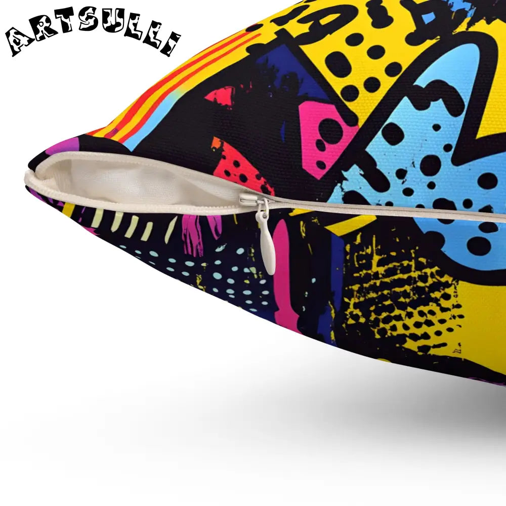 Riot 80s Graffiti Abstract Throw Pillow, Artsulli - Art is Long, Life is Short, Home Decor, , , , , , , 