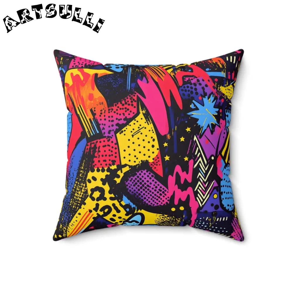 Riot 80s Graffiti Abstract Throw Pillow, Artsulli - Art is Long, Life is Short, Home Decor, , , , , , , 
