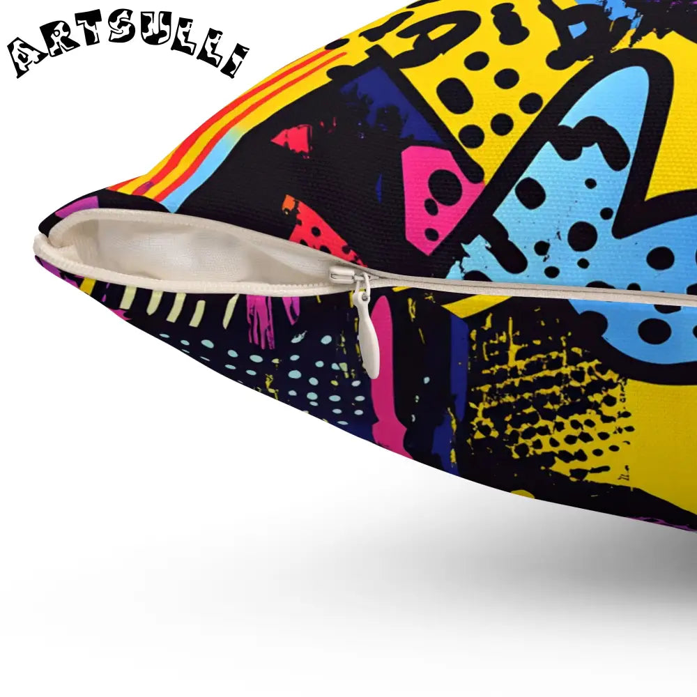 Riot 80s Graffiti Abstract Throw Pillow, Artsulli - Art is Long, Life is Short, Home Decor, , , , , , , 