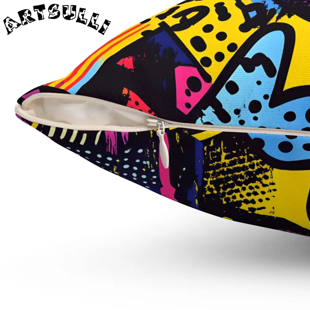 Riot 80s Graffiti Abstract Throw Pillow, Artsulli - Art is Long, Life is Short, Home Decor, , , , , , , 