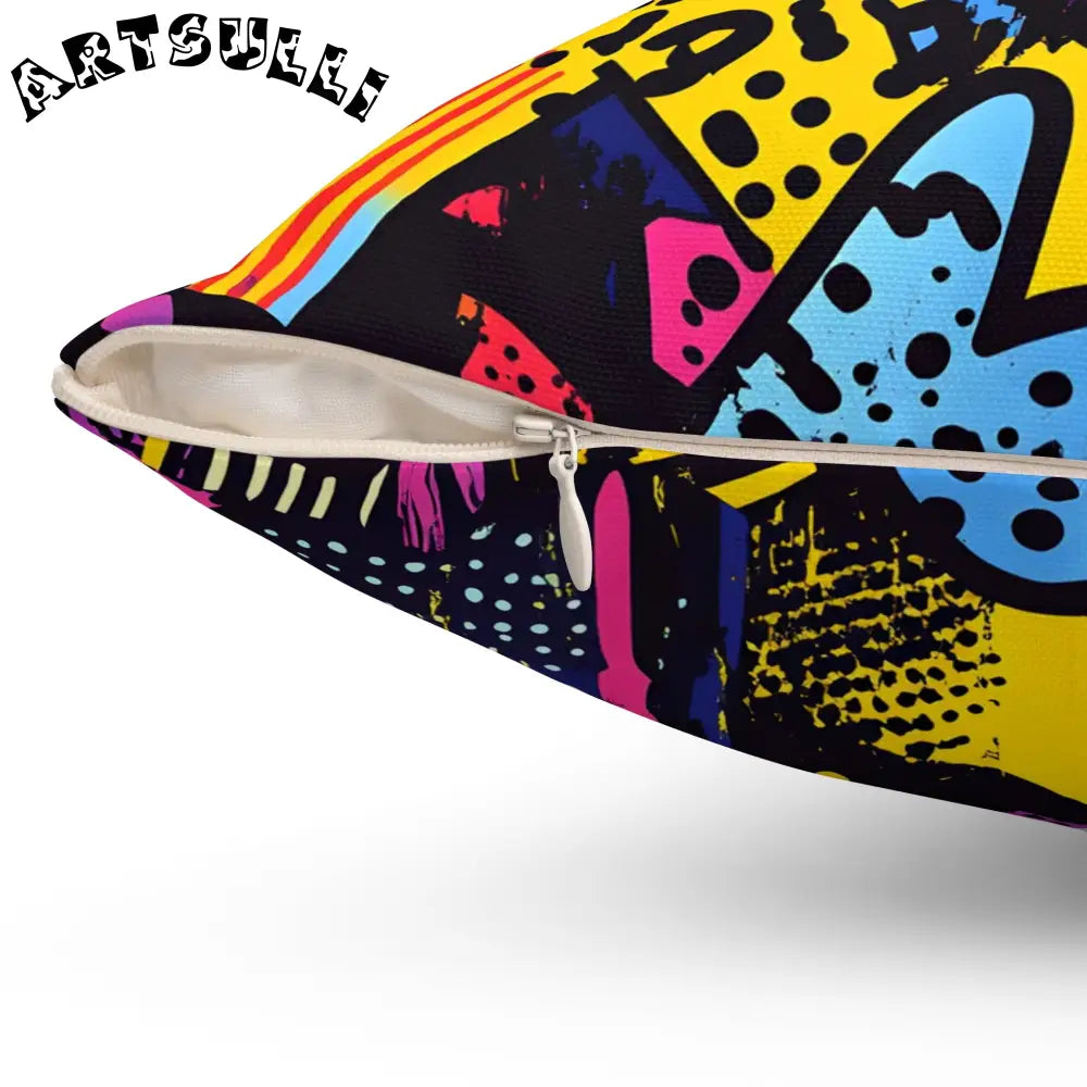 Riot 80s Graffiti Abstract Throw Pillow, Artsulli - Art is Long, Life is Short, Home Decor, , , , , , , 