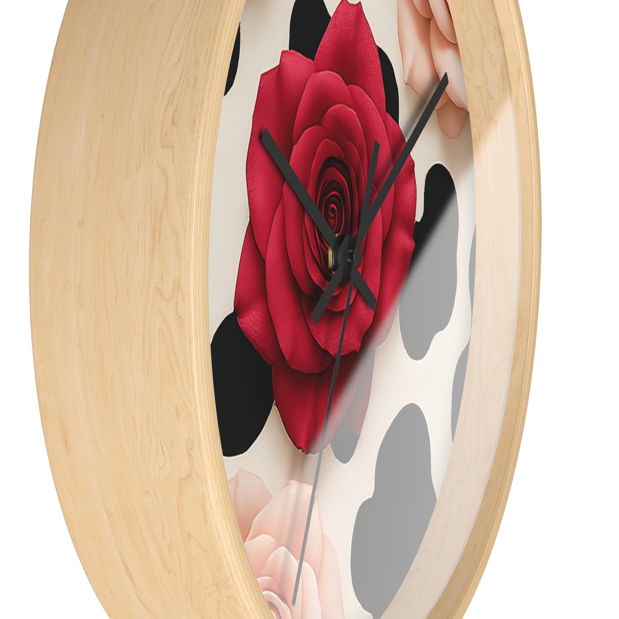 Rose and Cow Print Wall Clock, Artsulli - Art is Long, Life is Short, Home Decor, , , , , , , 