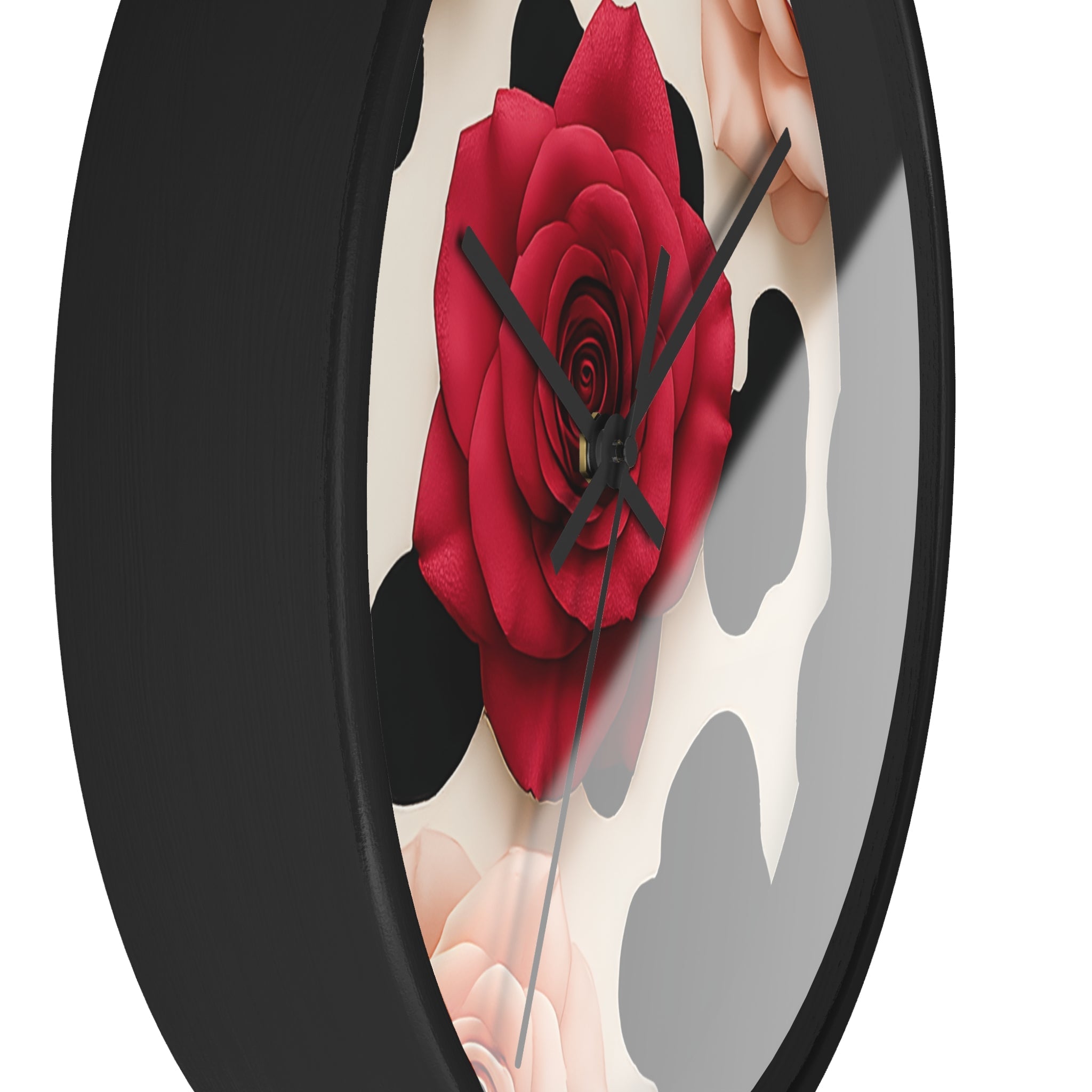 Rose and Cow Print Wall Clock, Artsulli - Art is Long, Life is Short, Home Decor, , , , , , , 