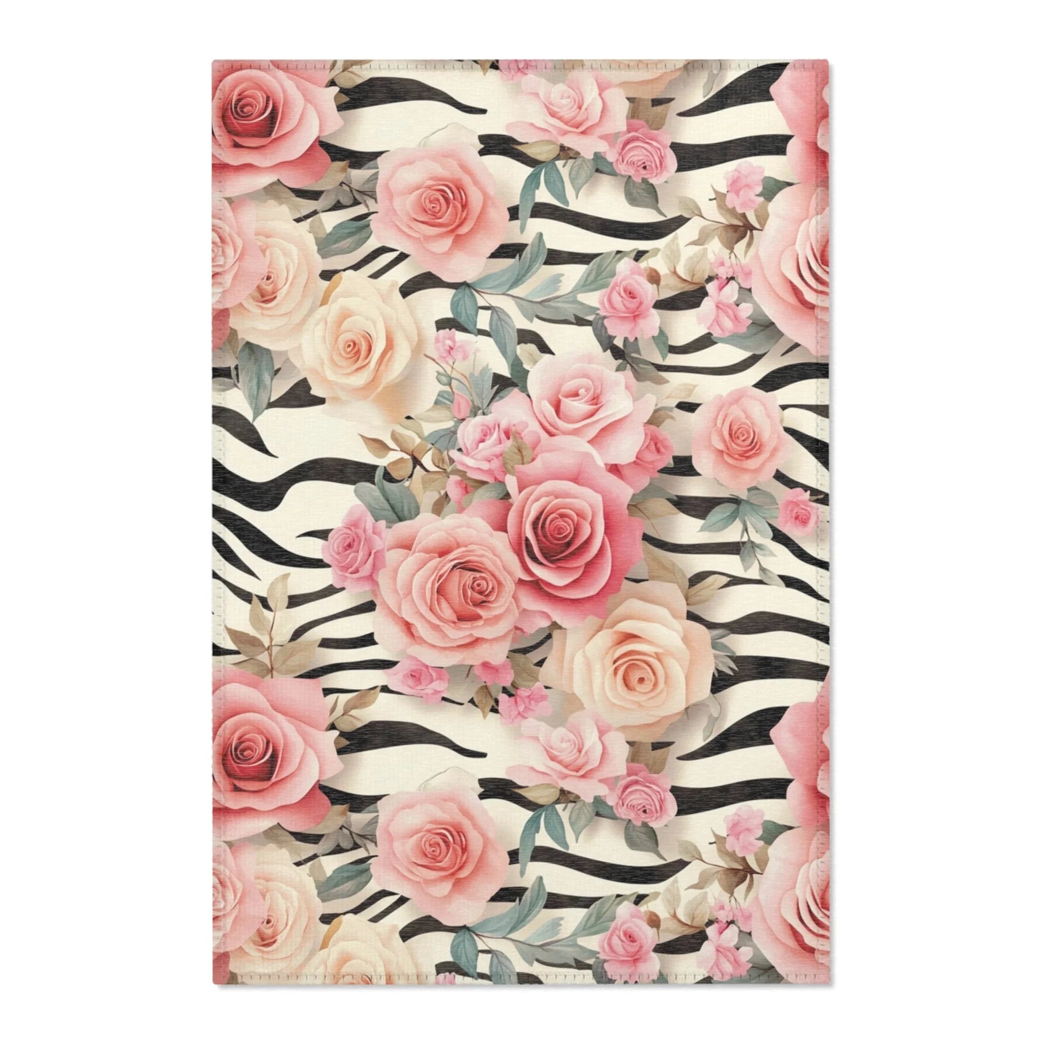 JAKKOUTTHEBXX Rose and Zebra Print Area Rug 2025