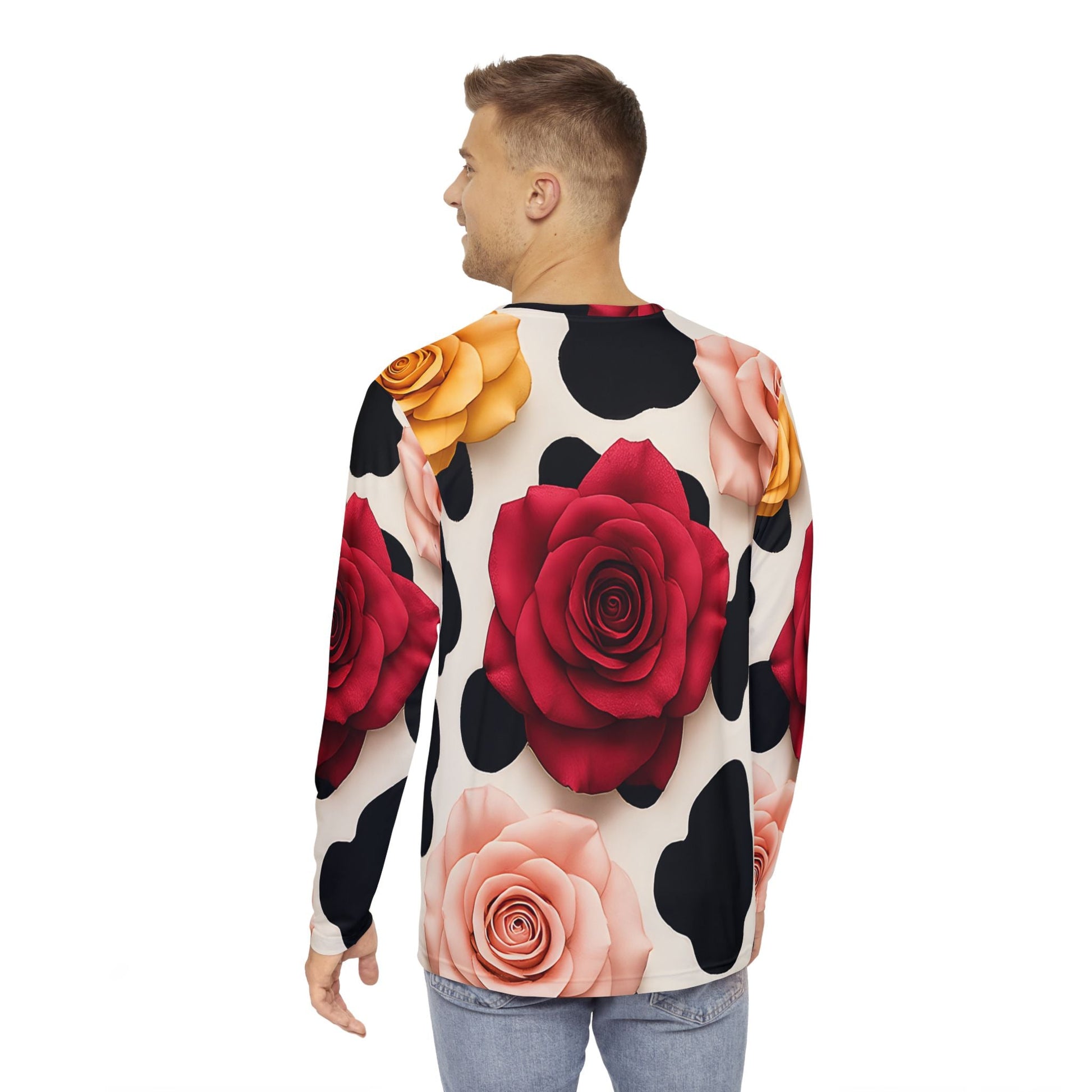 Rose Cow Print Long Sleeve Shirt, Artsulli - Art is Long, Life is Short, All Over Prints, , , , , , , 