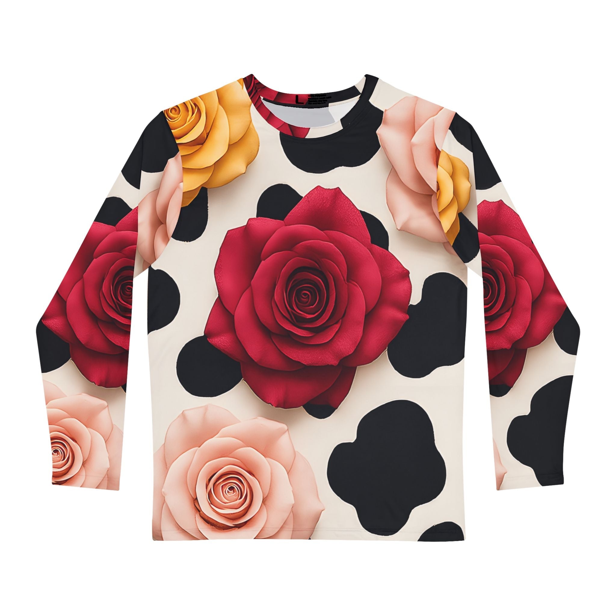 Rose Cow Print Long Sleeve Shirt, Artsulli - Art is Long, Life is Short, All Over Prints, Size, XS, , , , , 18243776887655722085