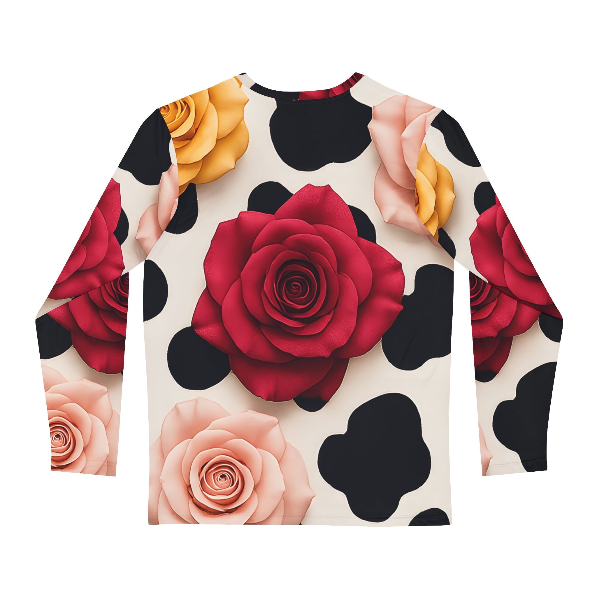 Rose Cow Print Long Sleeve Shirt, Artsulli - Art is Long, Life is Short, All Over Prints, , , , , , , 