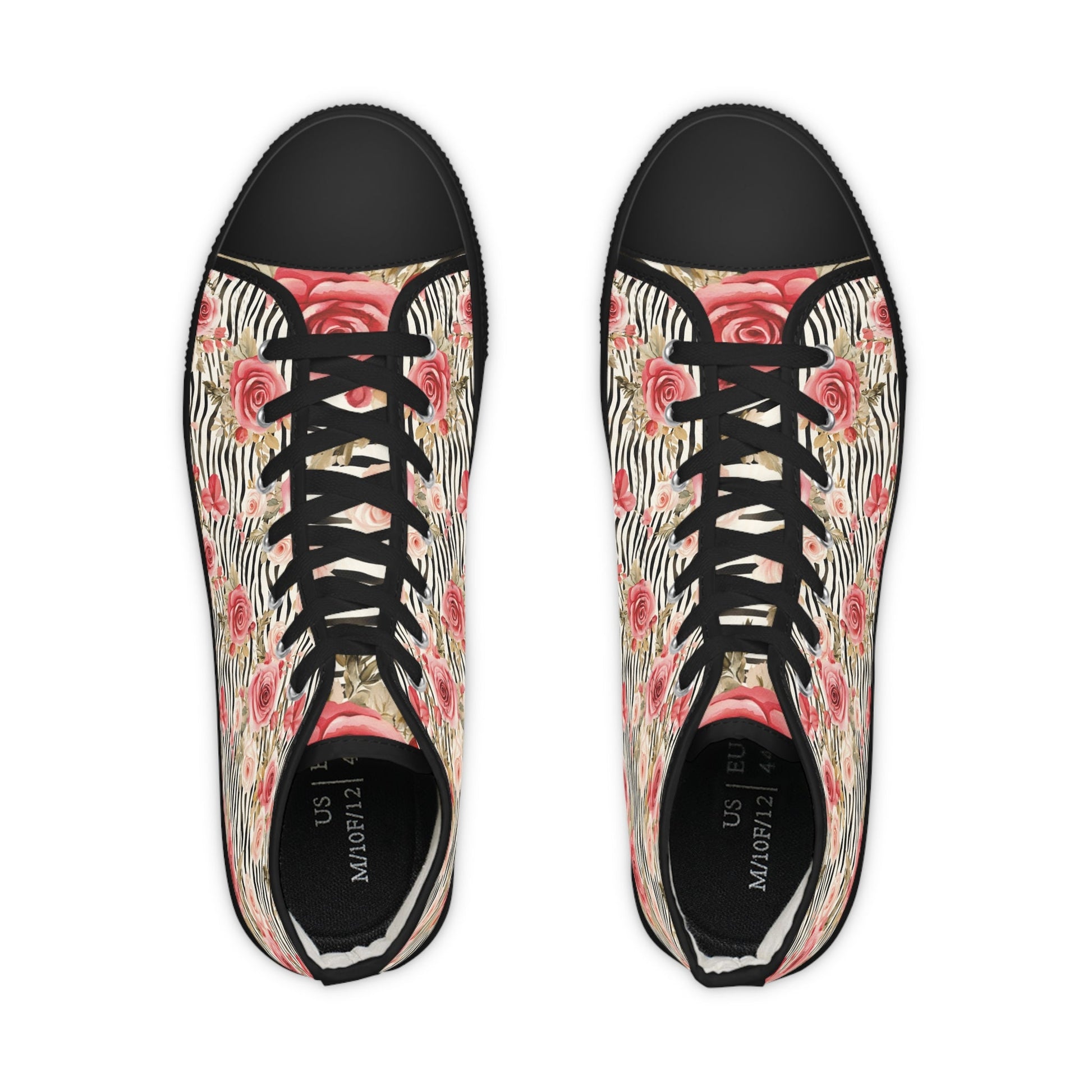 Rose Zebra Print High-Top Sneakers, Artsulli - Art is Long, Life is Short, Shoes, , , , , , , 