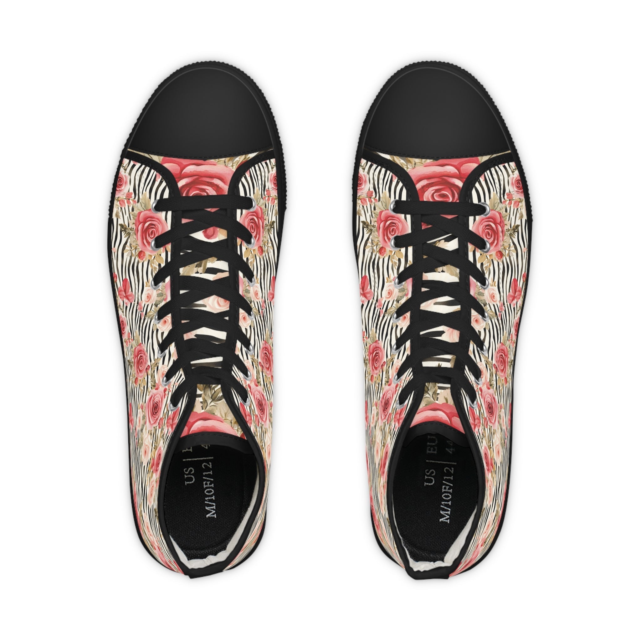 Rose Zebra Print High-Top Sneakers, Artsulli - Art is Long, Life is Short, Shoes, , , , , , , 