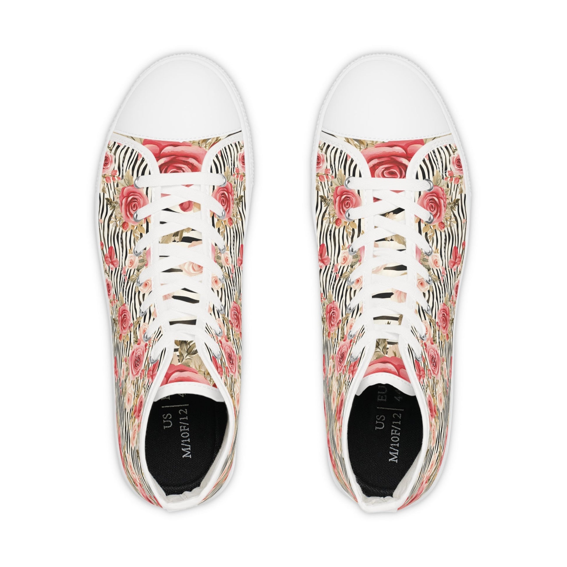 Rose Zebra Print High-Top Sneakers, Artsulli - Art is Long, Life is Short, Shoes, , , , , , , 