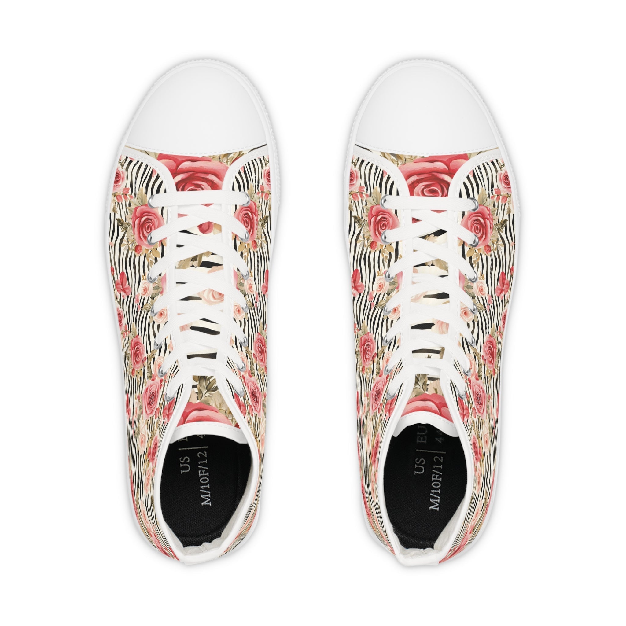 Rose Zebra Print High-Top Sneakers, Artsulli - Art is Long, Life is Short, Shoes, , , , , , , 