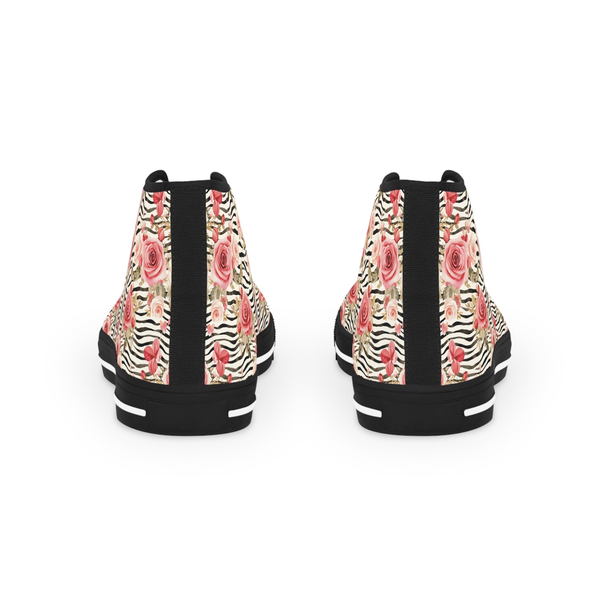 Rose Zebra Print High-Top Sneakers, Artsulli - Art is Long, Life is Short, Shoes, , , , , , , 