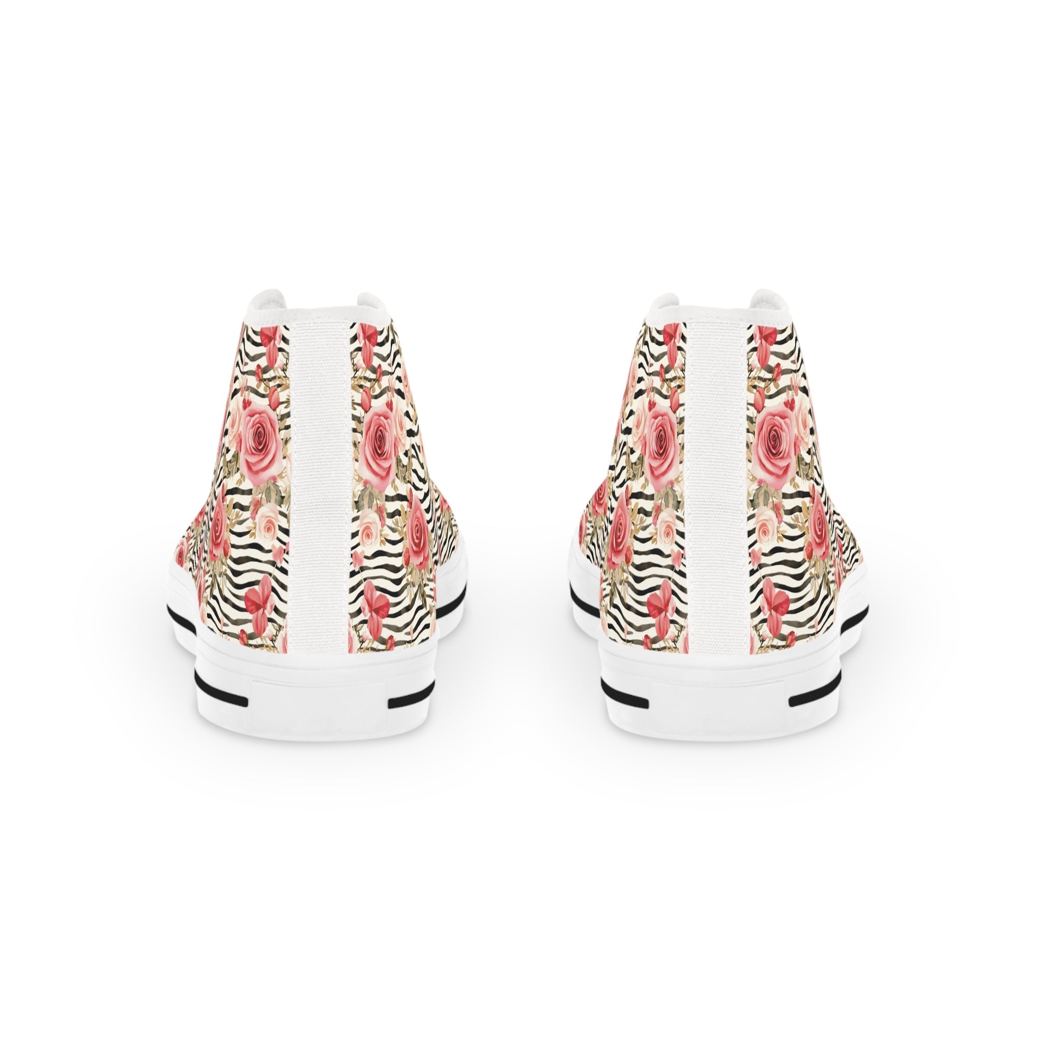 Rose Zebra Print High-Top Sneakers, Artsulli - Art is Long, Life is Short, Shoes, , , , , , , 