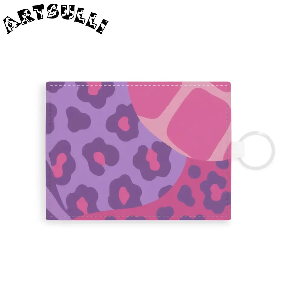 JAKKOUTTHEBXX Purple and Pink Leopard Print Card Holder Keychain 2025