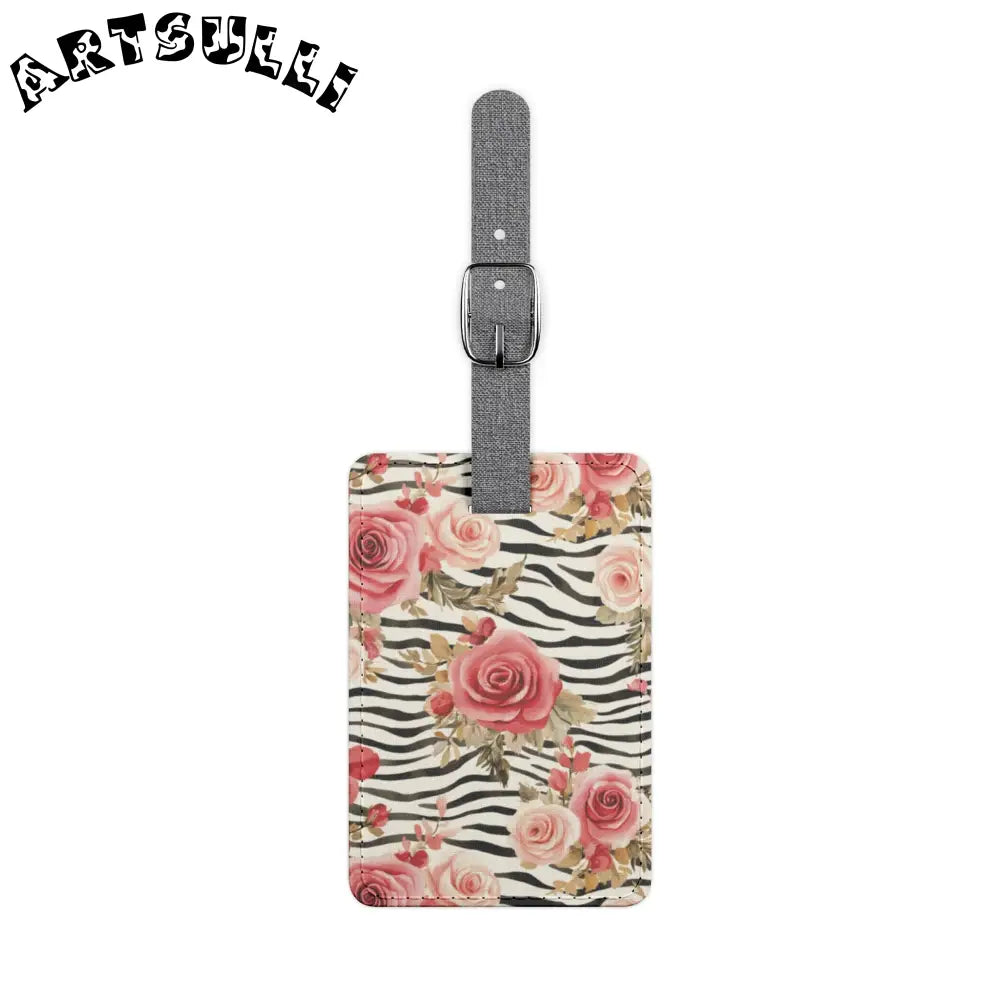 JAKKOUTTHEBXX Pink Rose Zebra Print Luggage Tag 2025