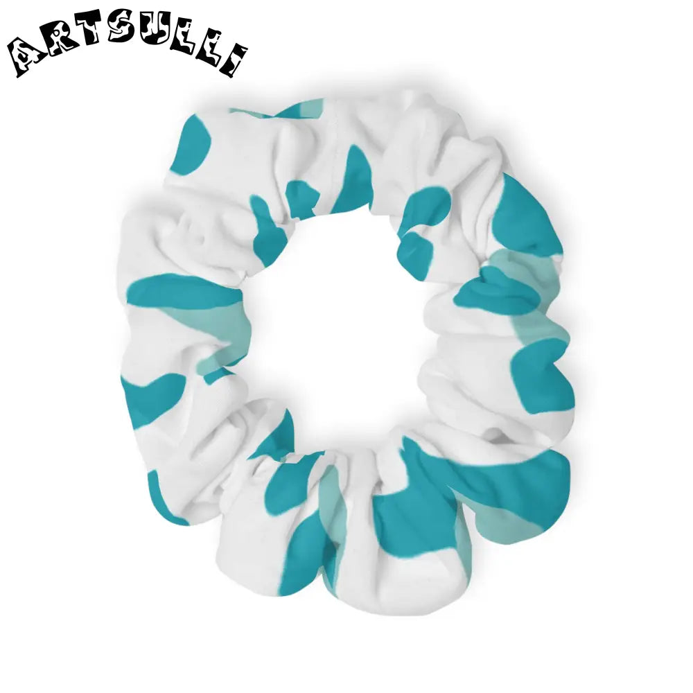 JAKKOUTTHEBXX Teal and White Patterned Scrunchie 2025