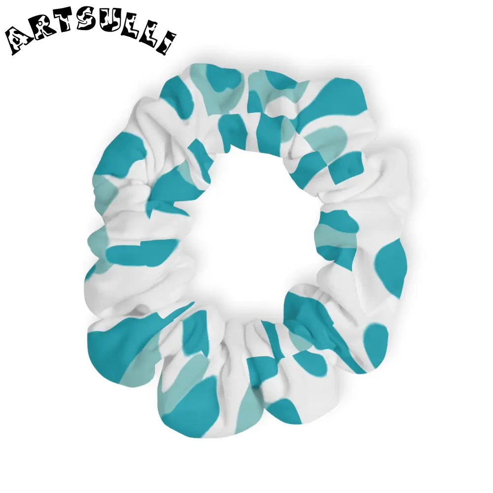 JAKKOUTTHEBXX Teal and White Patterned Scrunchie 2025
