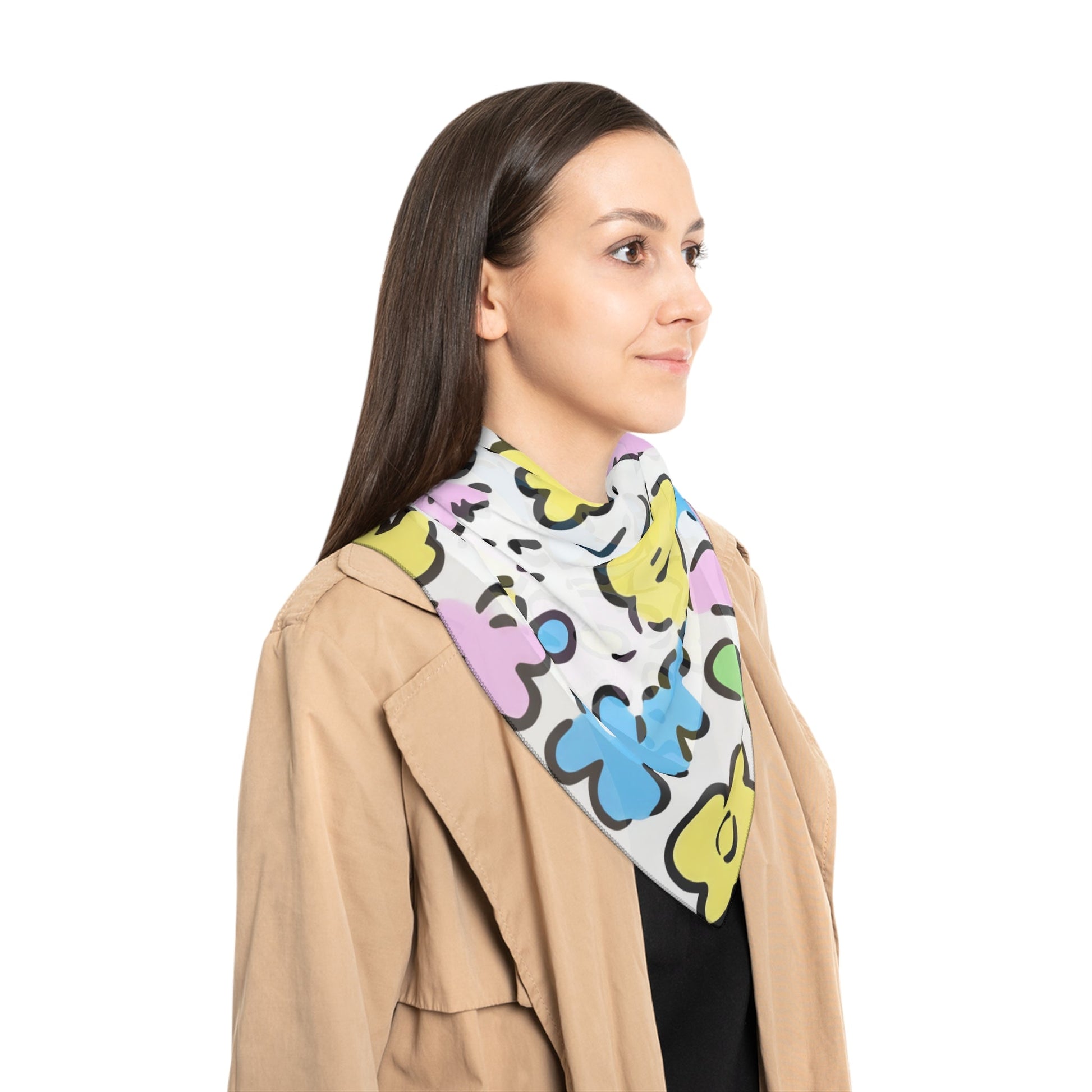 Sheer Colorful Floral Pattern Scarf, Artsulli - Art is Long, Life is Short, Accessories, , , , , , , 