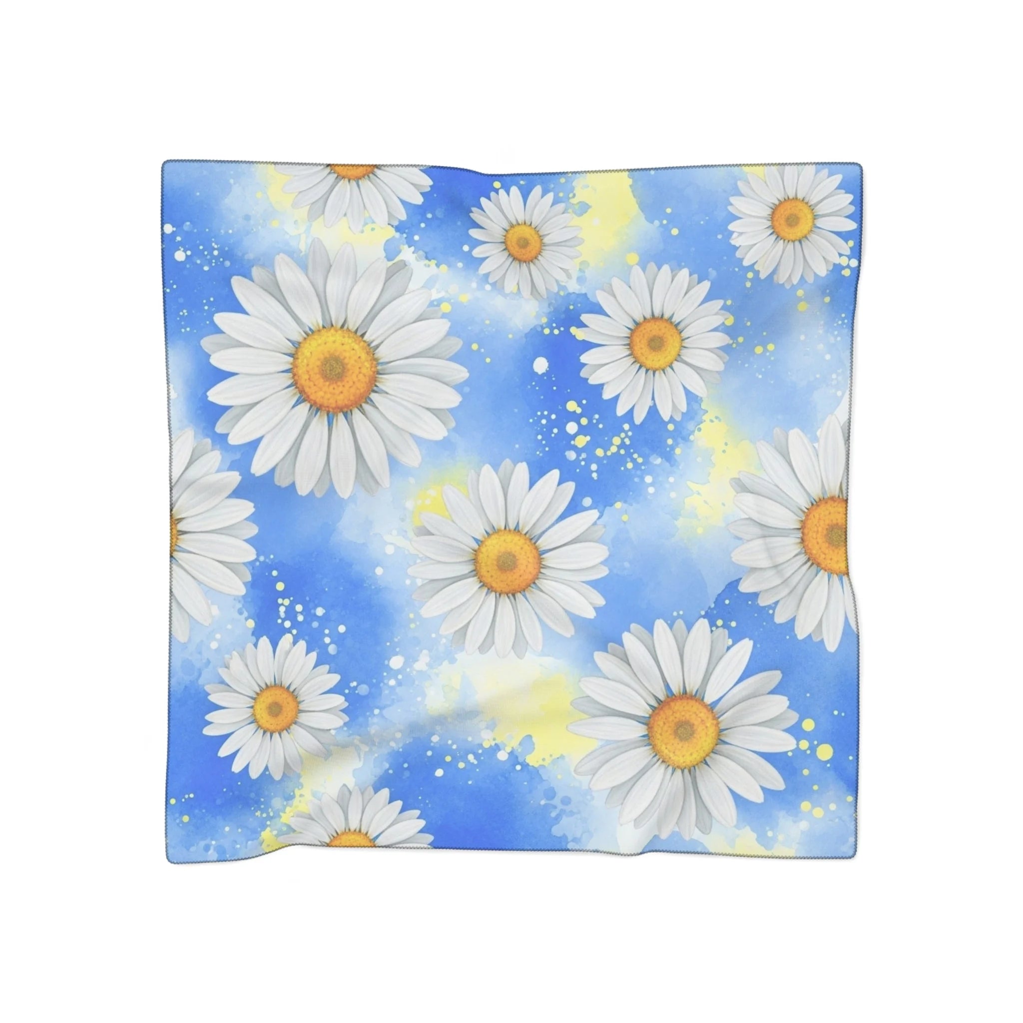 Sheer Watercolor Daisies Poly Scarf, Artsulli - Art is Long, Life is Short, Accessories, Color, Poly chiffon, Size, 25" × 25", , , 71289908395771023489