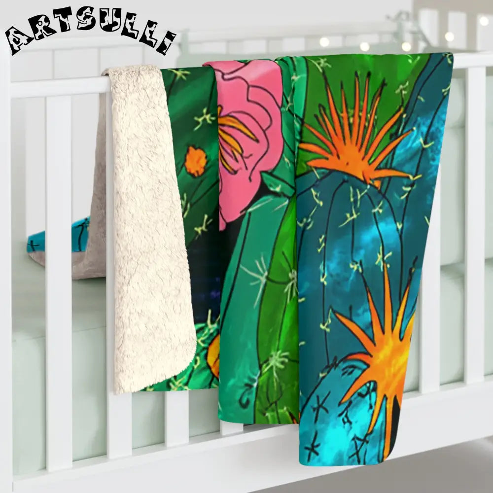 JAKKOUTTHEBXX Desert Cactus Floral Sherpa Fleece Blanket 2025