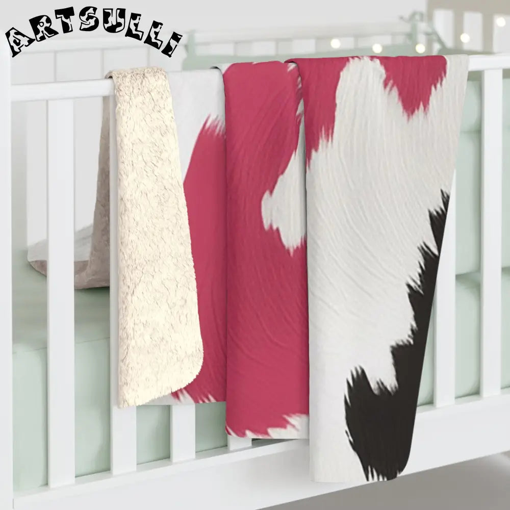 JAKKOUTTHEBXX Pink Cow Print Sherpa Fleece Blanket 2025