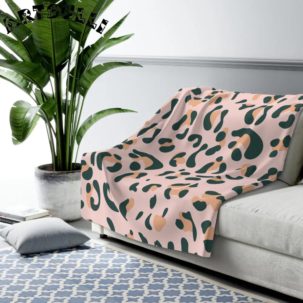 JAKKOUTTHEBXX Pink Leopard Print Sherpa Fleece Blanket 2025