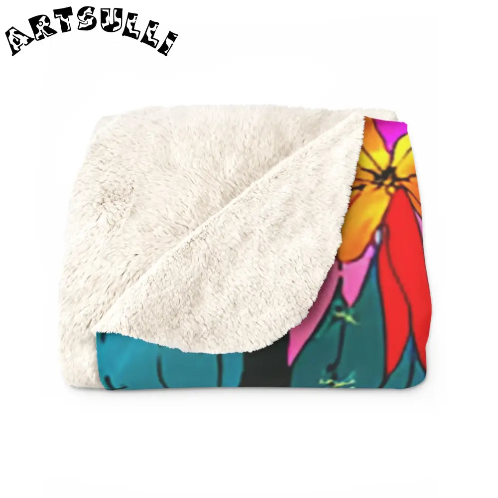 JAKKOUTTHEBXX Desert Cactus Floral Sherpa Fleece Blanket 2025