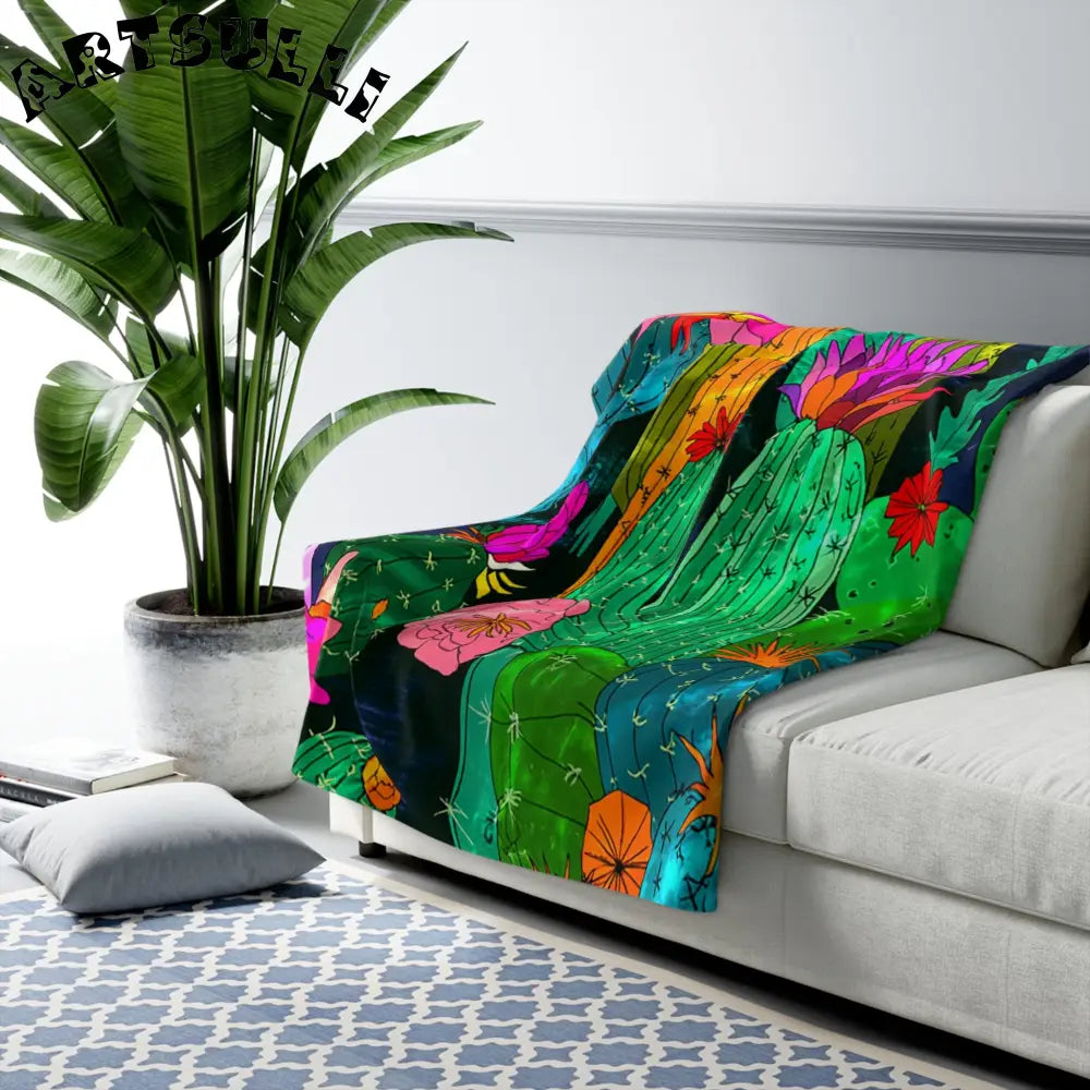 JAKKOUTTHEBXX Desert Cactus Floral Sherpa Fleece Blanket 2025