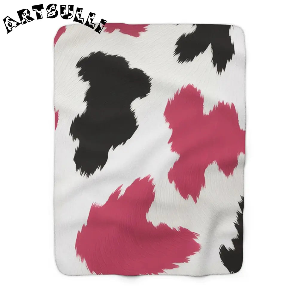 JAKKOUTTHEBXX Pink Cow Print Sherpa Fleece Blanket 2025