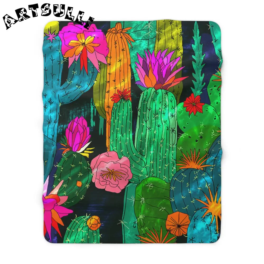 JAKKOUTTHEBXX Desert Cactus Floral Sherpa Fleece Blanket 2025