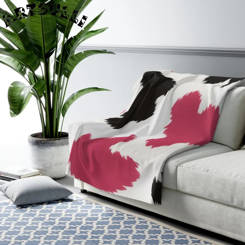 JAKKOUTTHEBXX Pink Cow Print Sherpa Fleece Blanket 2025