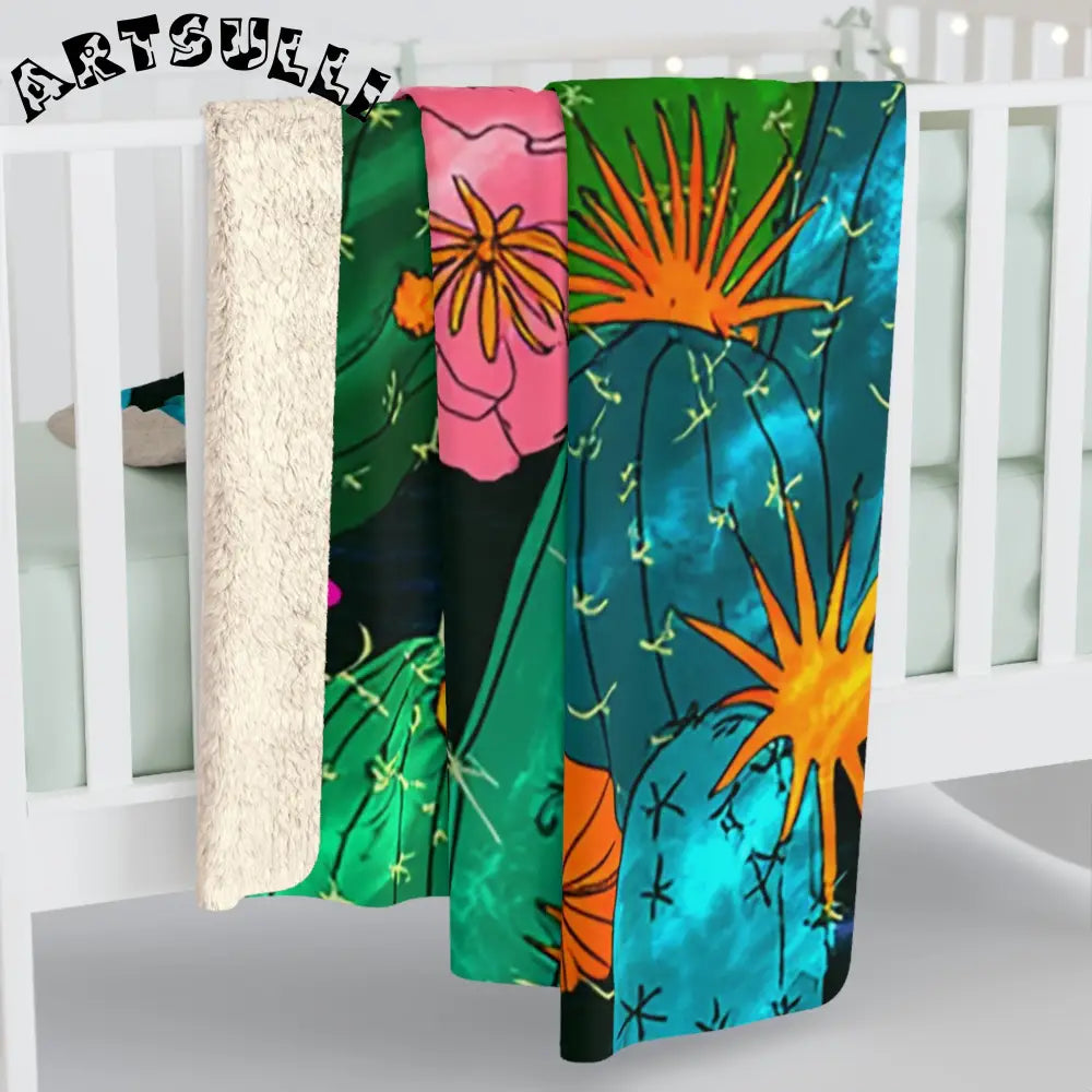 JAKKOUTTHEBXX Desert Cactus Floral Sherpa Fleece Blanket 2025