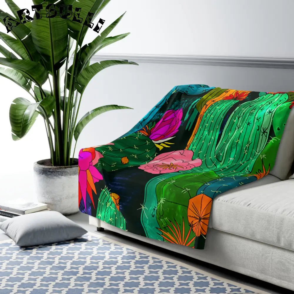 JAKKOUTTHEBXX Desert Cactus Floral Sherpa Fleece Blanket 2025