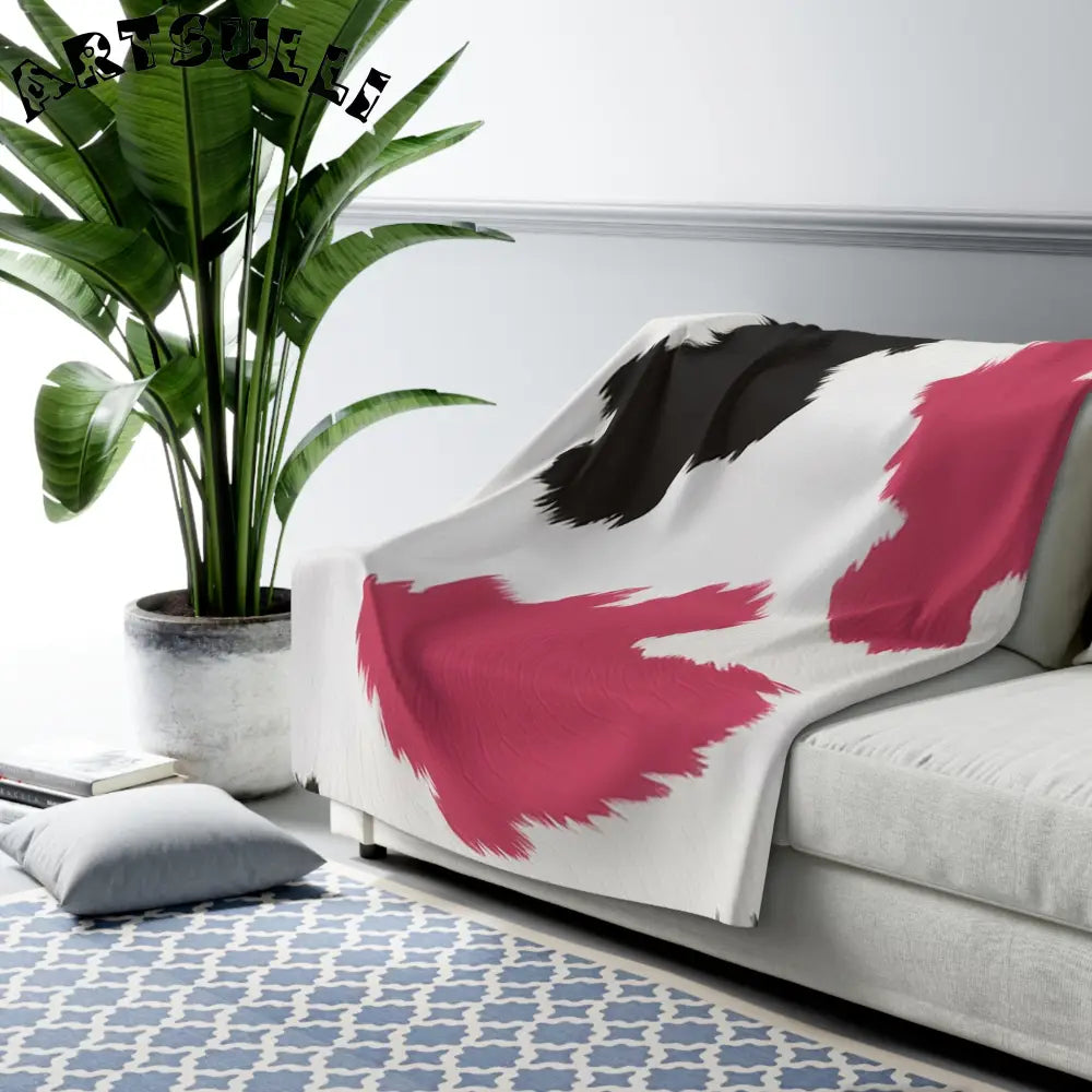 JAKKOUTTHEBXX Pink Cow Print Sherpa Fleece Blanket 2025
