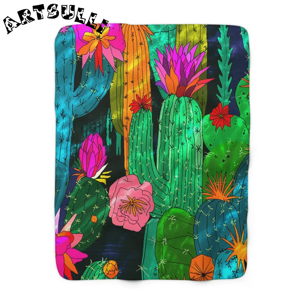 JAKKOUTTHEBXX Desert Cactus Floral Sherpa Fleece Blanket 2025